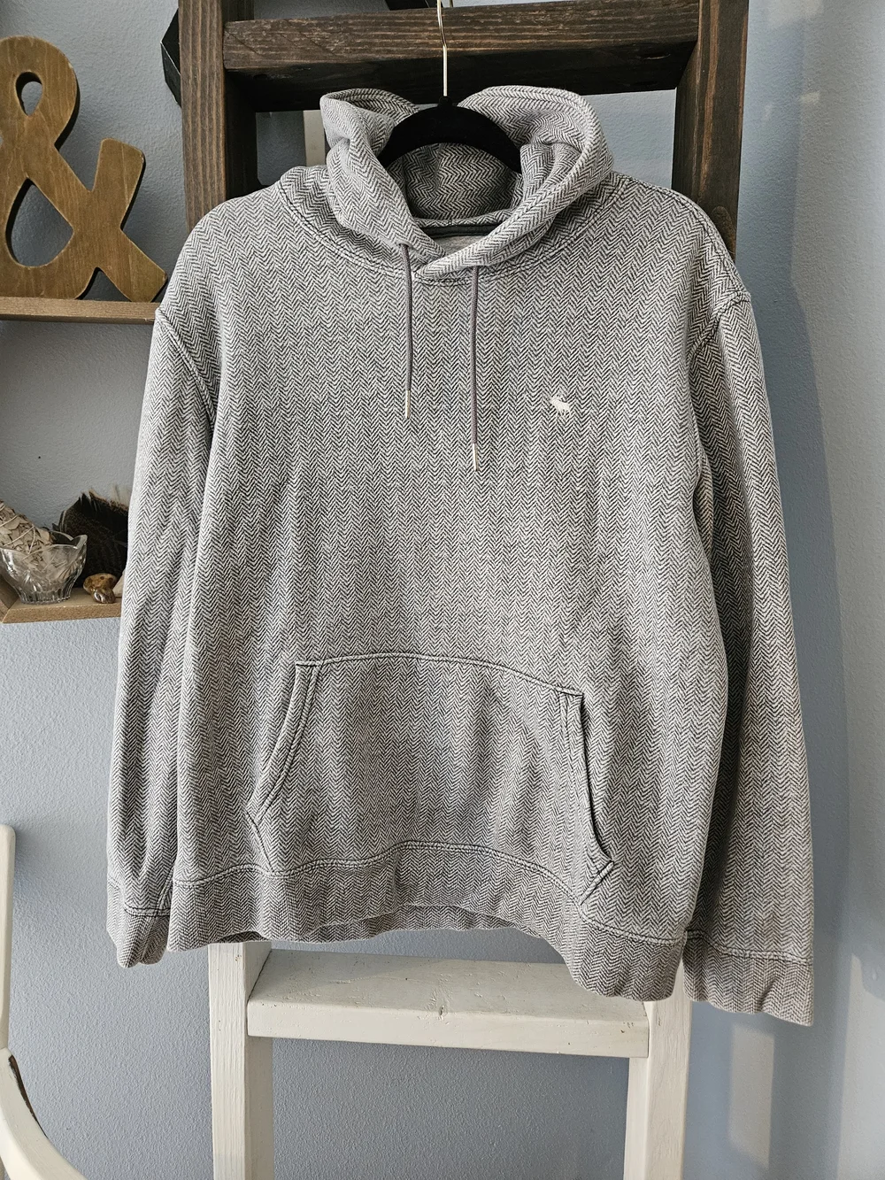 Abercrombie & Fitch Heather Gray Hooded Pullover Sweatshirt Men's Size Small
